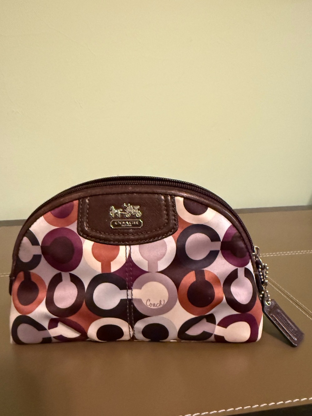 Coach Multi Circle Print Cosmetic Pouch - Purple & Brown